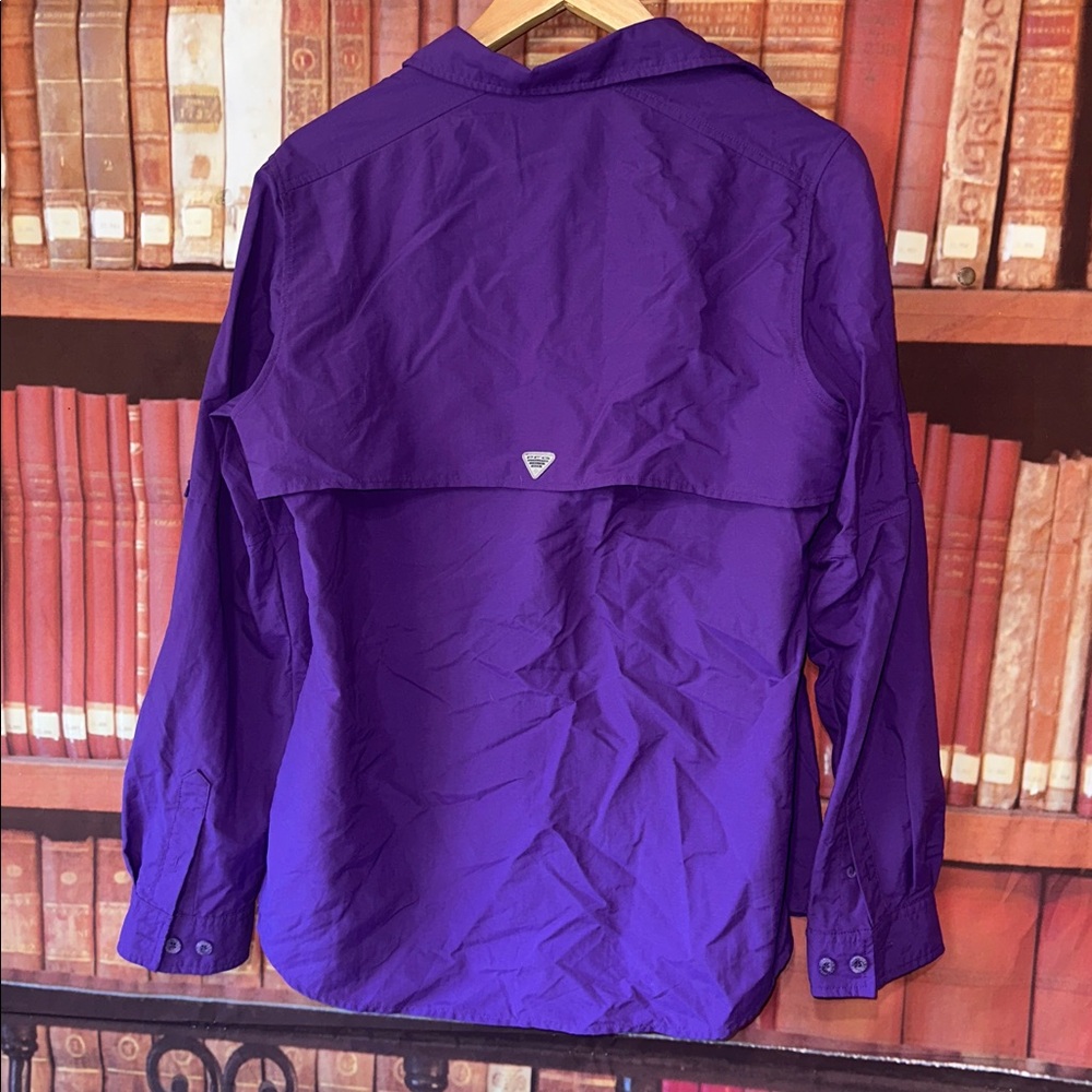 Columbia purple PFG nylon long sleeve button down shirt Large - Picture 5 of 6